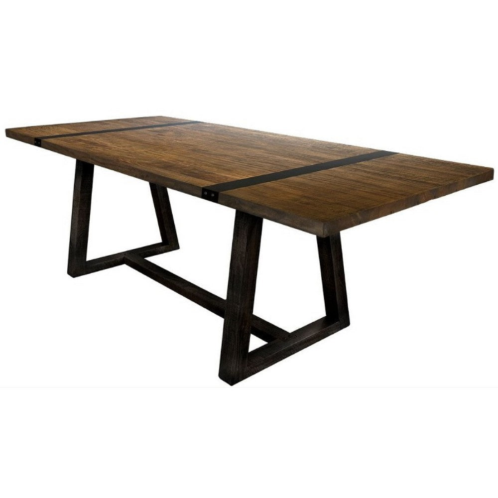 Ross Dining Table Rich Brown Black Mango Wood Rectangular 78 Inch BM332036