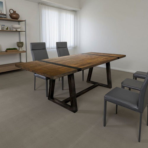 Ross Dining Table, Rich Brown, Black Mango Wood, Rectangular 78 Inch