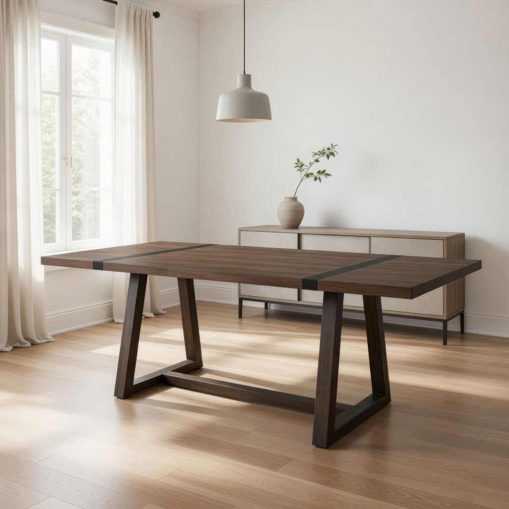Ross Dining Table, Rich Brown, Black Mango Wood, Rectangular 78 Inch
