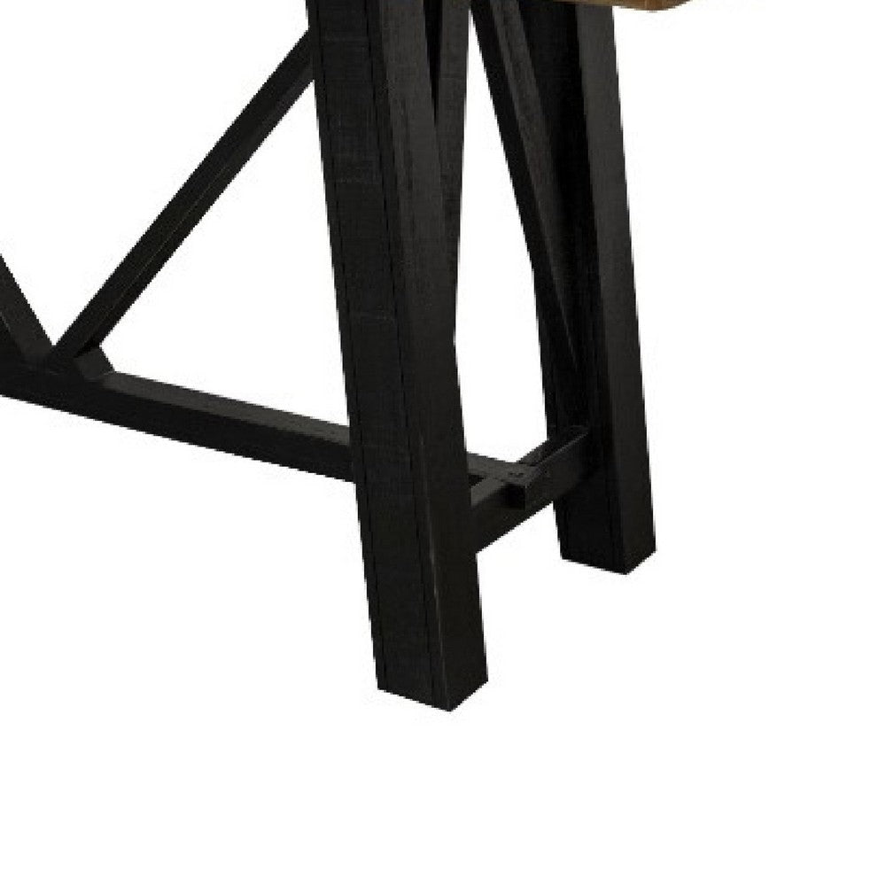 Pola Counter Height Table Dual Tone Gray and Brown Pine Wood 79 Inch BM332045
