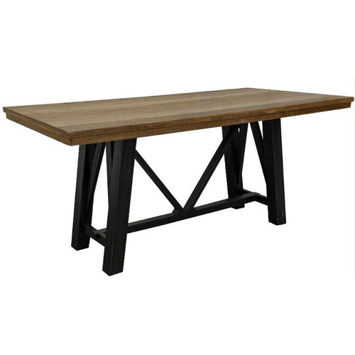 Pola Counter Height Table, Dual Tone Gray and Brown Pine Wood, 79 Inch