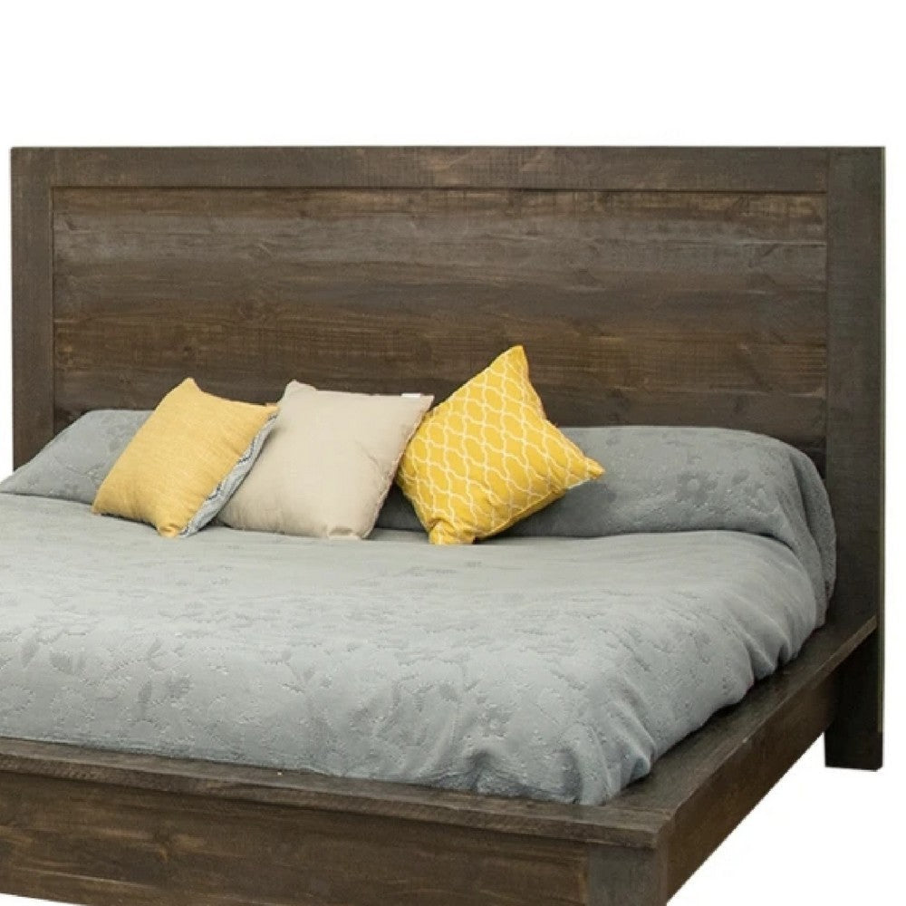 Pola King Size Bed Modern Dual Tone Gray and Brown Solid Pine Wood