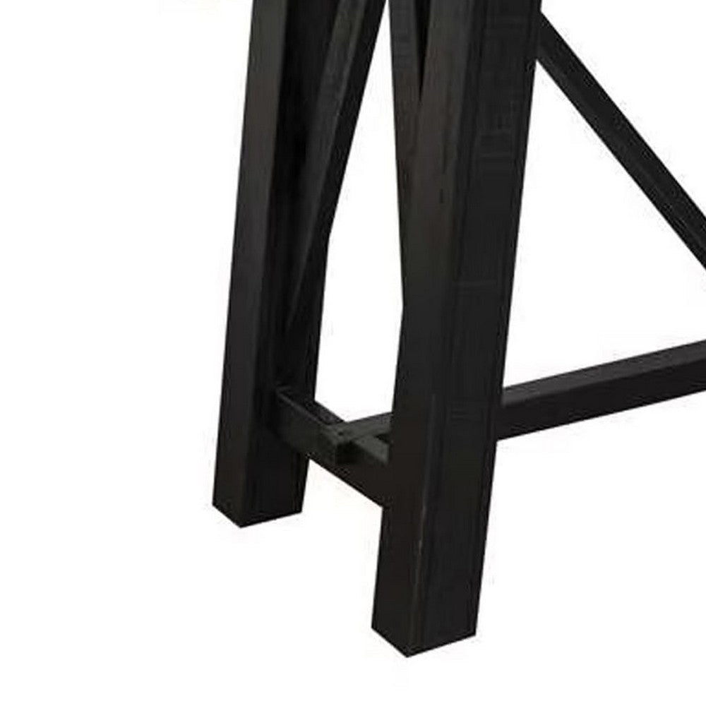 Pola Dining Table Dual Tone Gray and Brown Solid Pine Wood 79 Inch BM332051