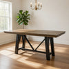 Pola Dining Table, Dual Tone Gray and Brown Solid Pine Wood, 79 Inch