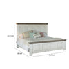 Feya King Size Bed Farmhouse Rustic Ivory and Gray Solid Pine Wood