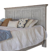 Feya Queen Size Bed Farmhouse Rustic Ivory and Gray Solid Pine Wood