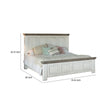 Feya Queen Size Bed Farmhouse Rustic Ivory and Gray Solid Pine Wood