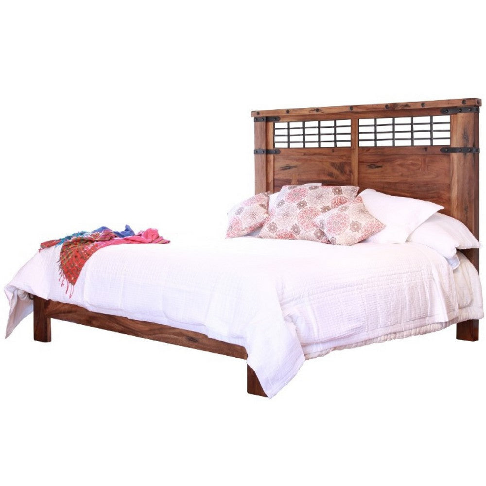 Umey California King Size Bed Cinnamon Brown Parota Mango Wood