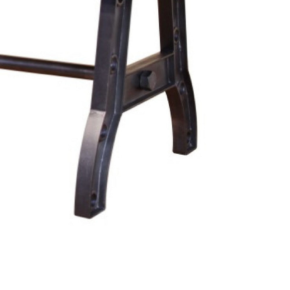 Umey Dining Table Brown Solid Mango Wood Industrial Metal 79 Inch BM332059
