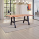 Umey Dining Table, Brown Solid Mango Wood, Industrial Metal, 79 Inch