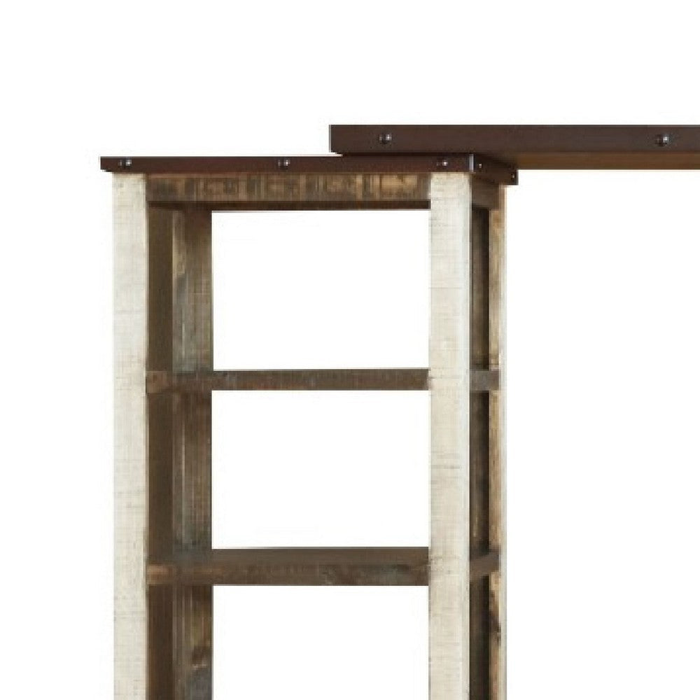 Fena TV Media Wall Unit 2 Side Piers Multicolor Pine Wood 115 Inch BM332060