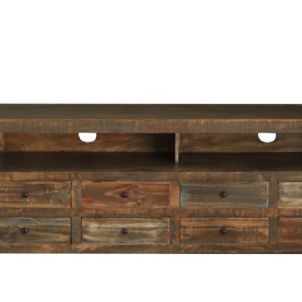 Fena TV Media Wall Unit 2 Side Piers Multicolor Pine Wood 115 Inch BM332060