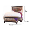 Fena King Size Bed Iron Nailhead Details Multicolor Solid Pine Wood