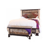 Fena King Size Bed, Iron Nailhead Details, Multicolor Solid Pine Wood
