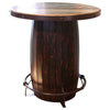 Fena Bar Height Bistro Table Barrel Design Brown Solid Wood 30 Inch BM332064