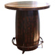 Fena Bar Height Bistro Table, Barrel Design, Brown Solid Wood, 30 Inch