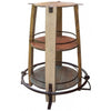 Fena Bar Height Bistro Table Barrel Top 2 Shelves Brown Wood Metal BM332065