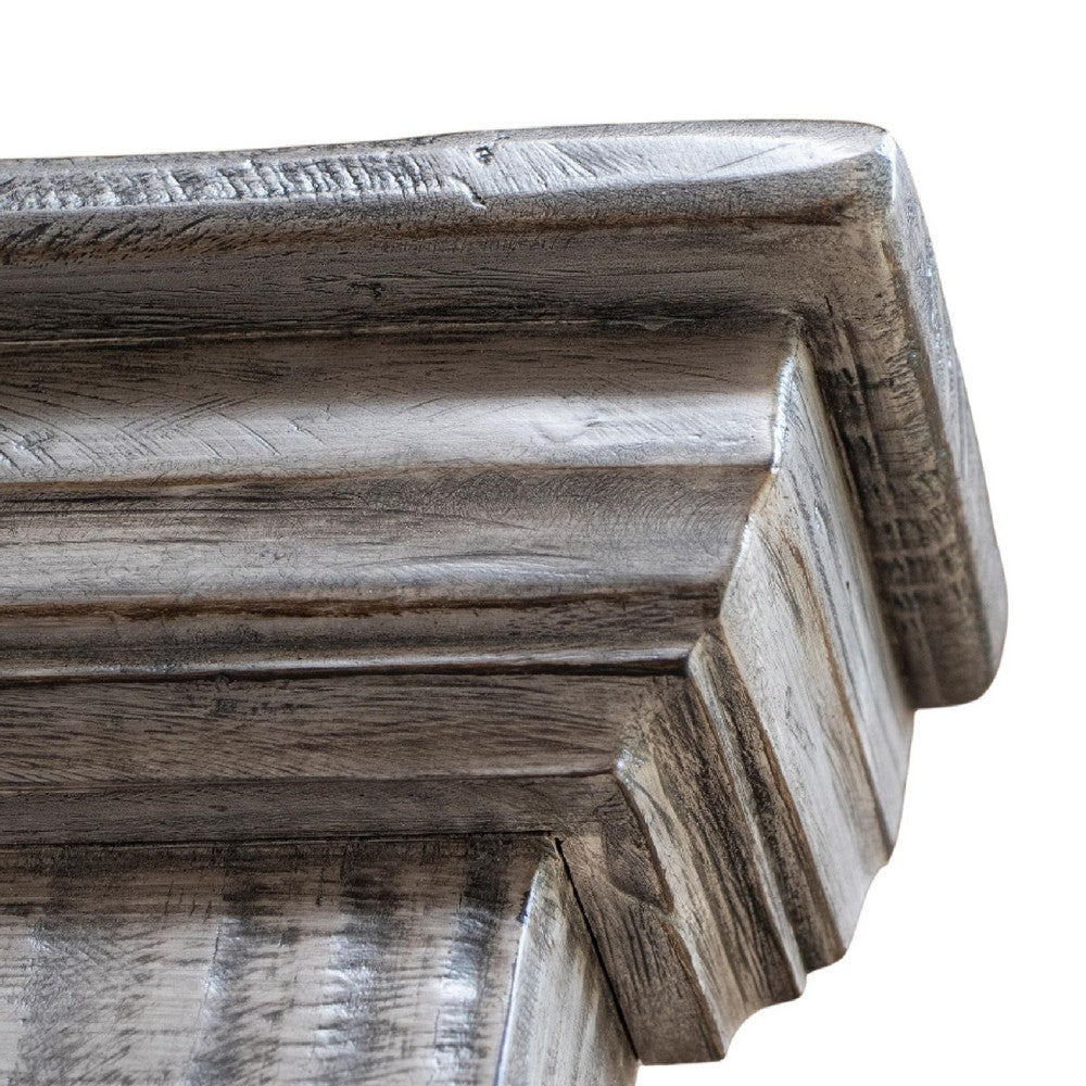 Siya Queen Size Bed Rustic Farmhouse Distressed Gray Solid Pine Wood