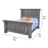 Siya Queen Size Bed Rustic Farmhouse Distressed Gray Solid Pine Wood