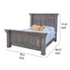 Siya California King Bed Farmhouse Distressed Gray Solid Pine Wood