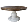 Ria Dining Table Brown and White Pine and Mango Wood 59 Inch Round BM332075