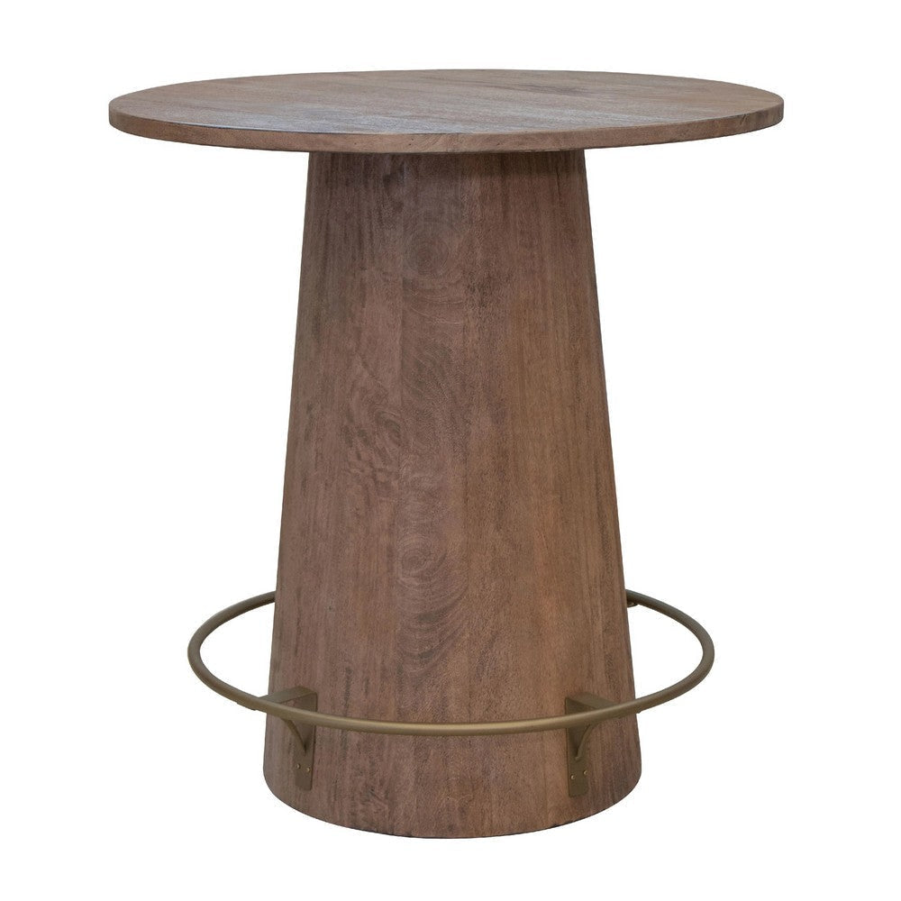 Kohl Bar Height Bistro Table Footrest 39 Inch Round Brown Mango Wood