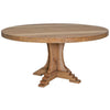 Ebb Dining Table 60 Inch Round Top Trestle Base Brown Pine Wood BM332083
