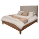Neuv King Size Bed Beige Upholstered Headboard Brown Parota Wood