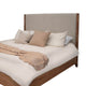Neuv King Size Bed Beige Upholstered Headboard Brown Parota Wood