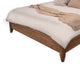 Neuv Queen Size Bed Beige Upholstered Headboard Brown Parota Wood