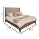 Neuv Queen Size Bed Beige Upholstered Headboard Brown Parota Wood