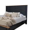 Pie Queen Bed Tall Panel Headboard Satin Black Mango and Pine Wood