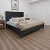 Pie Queen Bed, Tall Panel Headboard, Satin Black Mango and Pine Wood