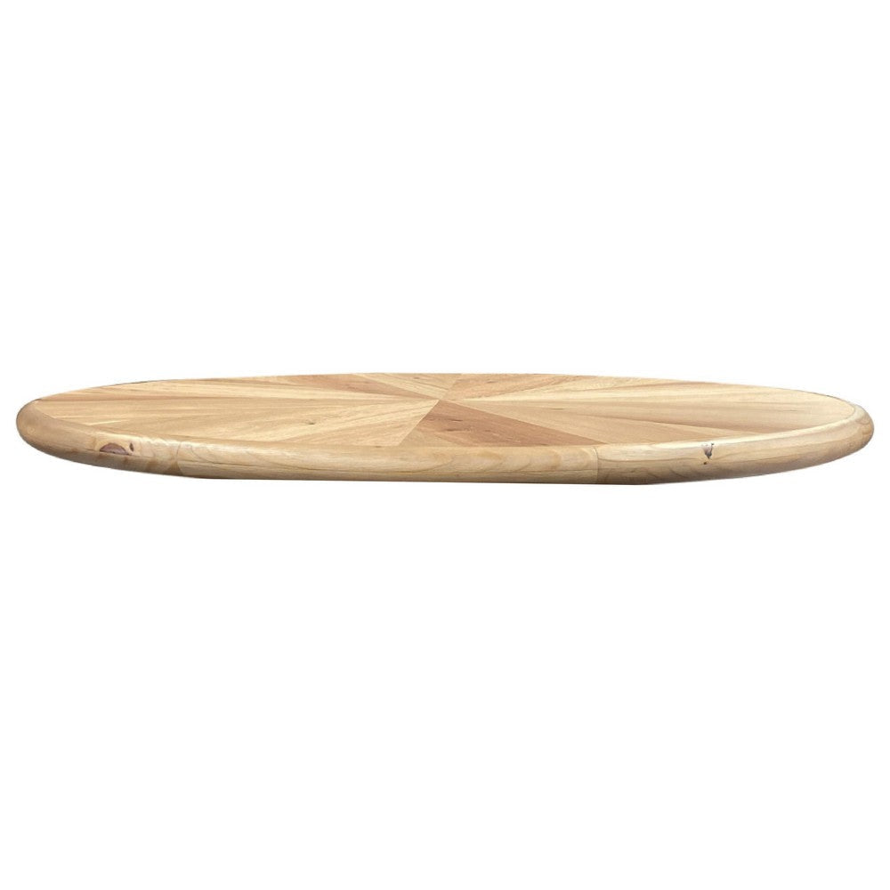 Izya Dining Table 54 Inch Round Top w Ribbed Base Brown Pine Wood BM332093