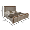 Okai King Size Bed Gray Faux Leather Upholstery Brown Mango Wood