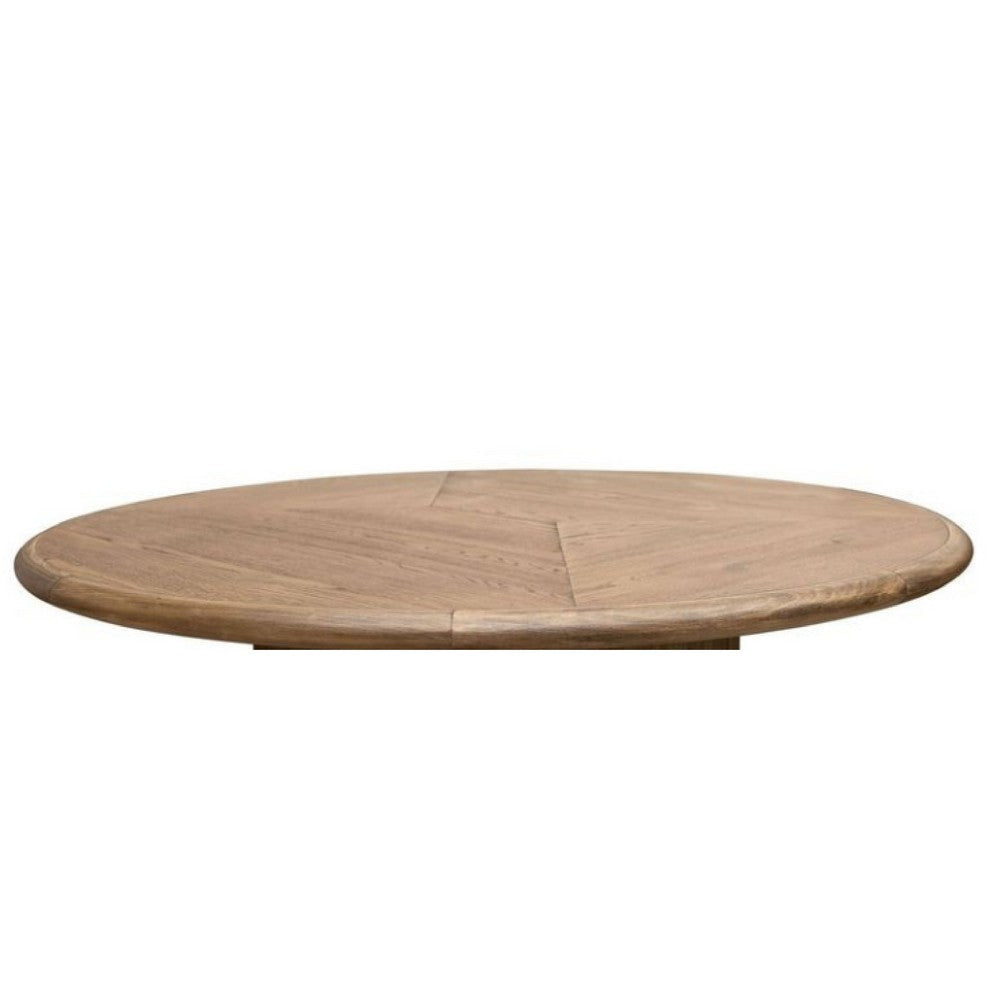 Loe Coffee Table 54 Inch Round Top w Cross Base Brown Poplar Wood BM332096
