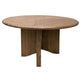 Loe Coffee Table, 54 Inch Round Top w Cross Base, Brown Poplar Wood
