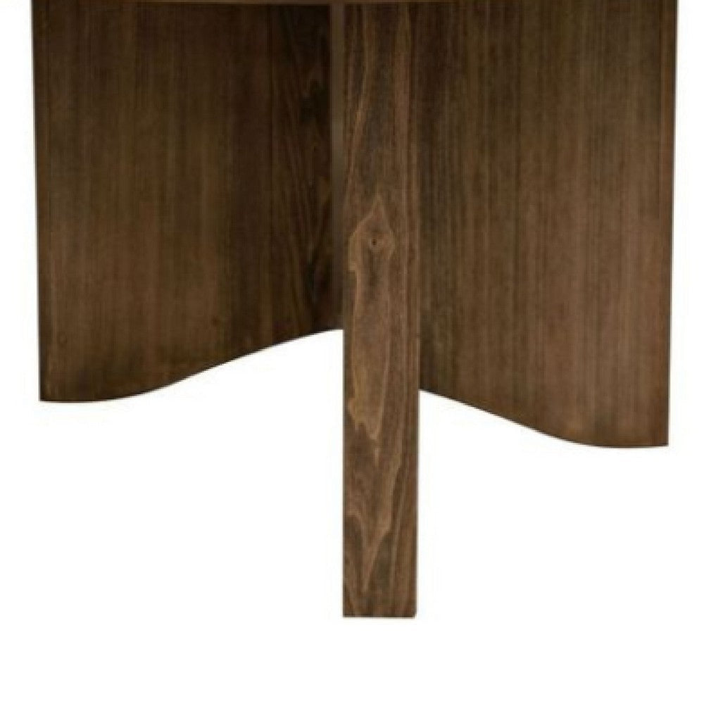 Loe Coffee Table 54 Inch Round Top w Cross Base Brown Poplar Wood BM332096