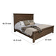 Loe Queen Size Bed Tall Panel Headboard Walnut Brown Poplar Wood
