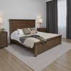 Loe Queen Size Bed, Tall Panel Headboard, Walnut Brown Poplar Wood