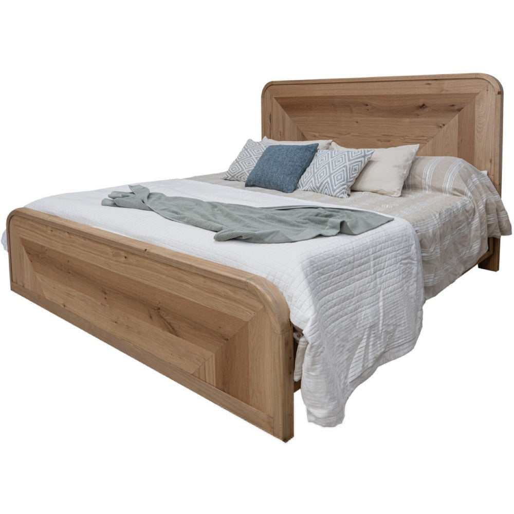 Rosy King Size Bed Round Edge Headboard Hazelnut Brown Pine Wood