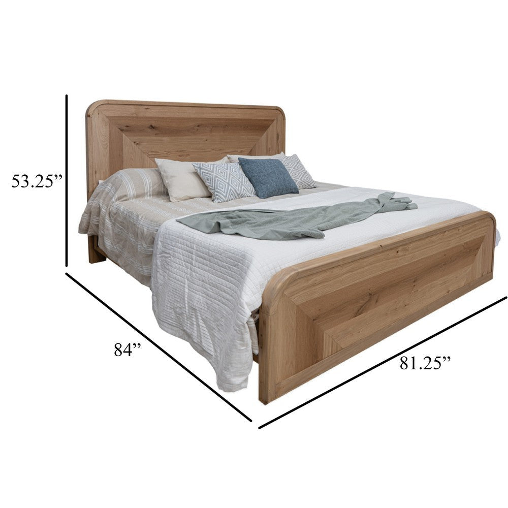 Rosy King Size Bed Round Edge Headboard Hazelnut Brown Pine Wood