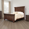 Siya Queen Bed with Classic Panel Headboard, Brown Solid Pine Wood