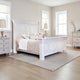 Siya King Bed with Classic Panel Headboard, Distressed White Pine Wood