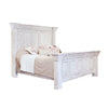 Siya King Bed with Classic Panel Headboard, Distressed White Pine Wood