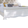 Elia King Bed Beige Button Tufted Upholstery Vintage White Pine Wood