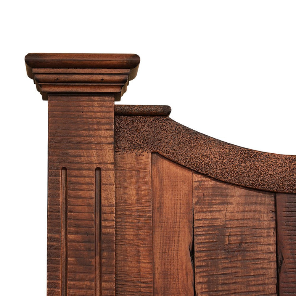 Bry California King Bed Slatted Panel Design Brown Mango Parota Wood BM332112