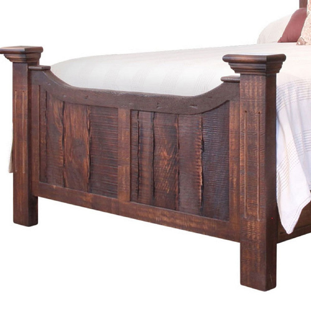 Bry California King Bed Slatted Panel Design Brown Mango Parota Wood BM332112