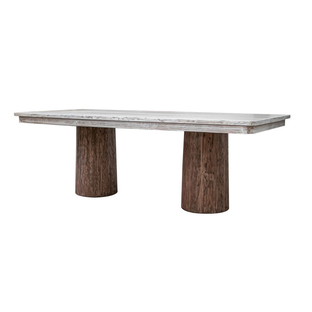 Kohl Dining Table 87 Inch Rectangular Cream Top Brown Mango Wood BM332113