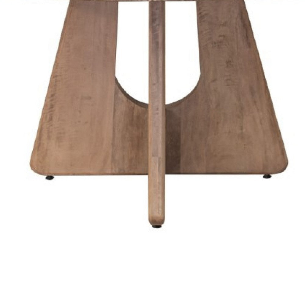Umey Dining Table 59 Inch Round Top w Cross Base Brown Mango Wood BM332114